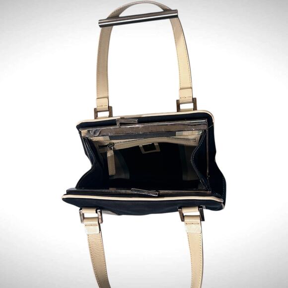 Vintage Fendi Mini Boston Top Handle Bag Navy Blue Satchel Luxury Travel Preppy - Picture 9 of 16